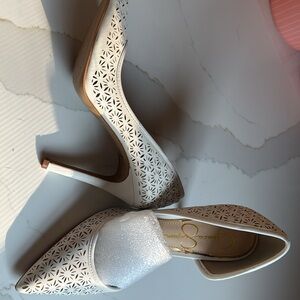 Jessica Simpson never warn. White Laser-Cut Heels